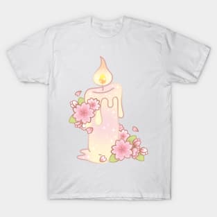 Magical Sakura Cherry Blossoms Floral Candle Stick T-Shirt